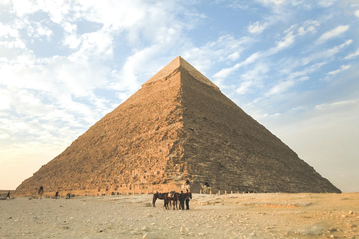The pyramids of Giza at sunset